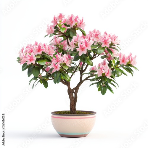 Wallpaper Mural Pink Azalea Bonsai Tree in Decorative Pot on White Background Torontodigital.ca