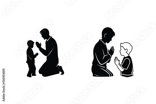 Father and Son Praying Together Faith, Family, Devotion, Belief, Hope, Worship, Religion, Spiritual