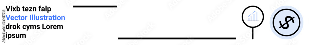 Magnifying glass over growth chart and dollar sign, emphasizing financial metrics. Ideal for finance, analysis, growth tracking, investment, business strategy, economy, simple landing page Magnifying glass over growth chart and dollar sign, emphasizing financial metrics. Ideal for finance, analysis, growth tracking, investment, business strategy, economy, simple landing page