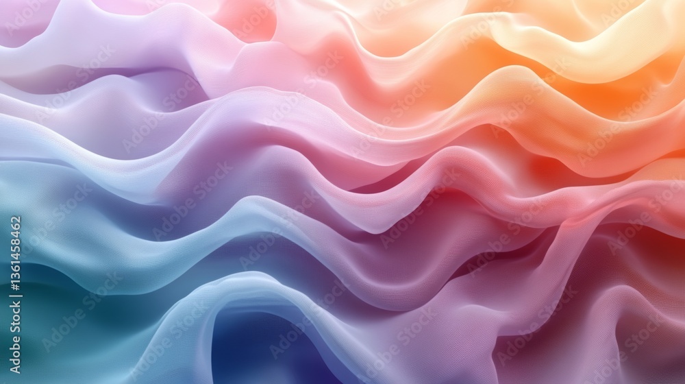 Fototapeta premium Soft Pastel Gradient Wavy Fabric Texture Flow Background