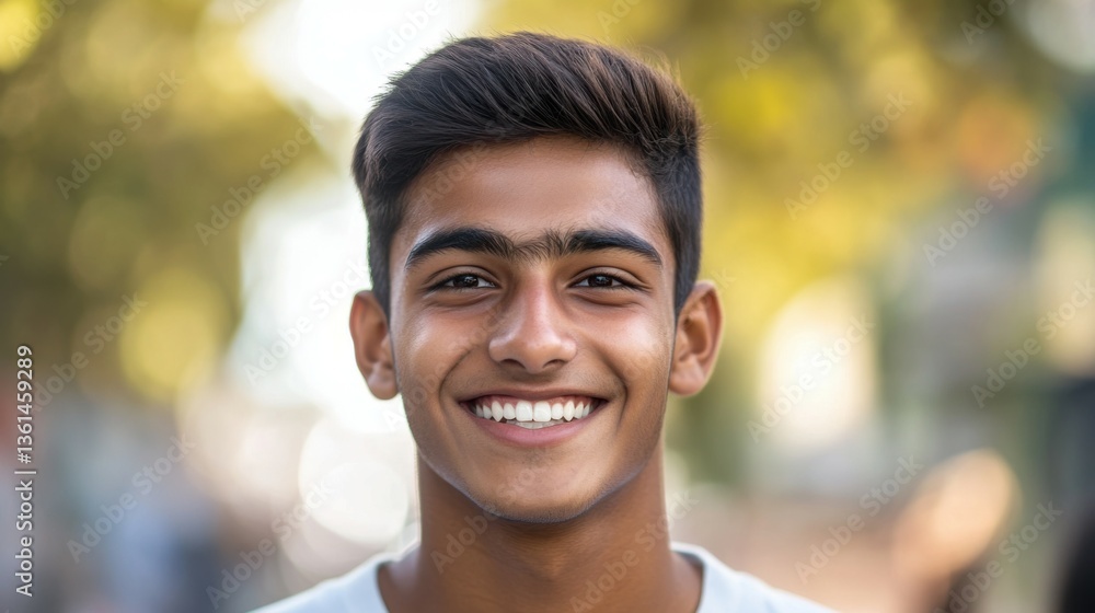 Close up portrait of cheerful hindu young guy smiling at camera.Handsome male teenager with white teeth standing outdoors.Face of positive hipster student wit stylish haircut laughing Close up portrait of cheerful hindu young guy smiling at camera.Handsome male teenager with white teeth standing outdoors.Face of positive hipster student wit stylish haircut laughing