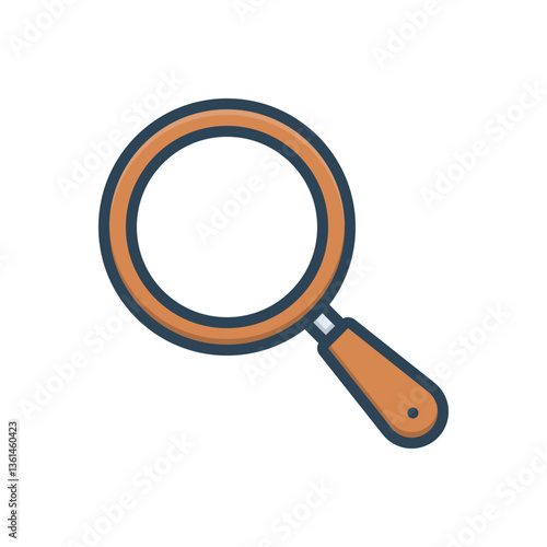 Color illustration icon for magnifier