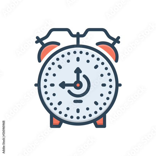 Color illustration icon for alarm clock