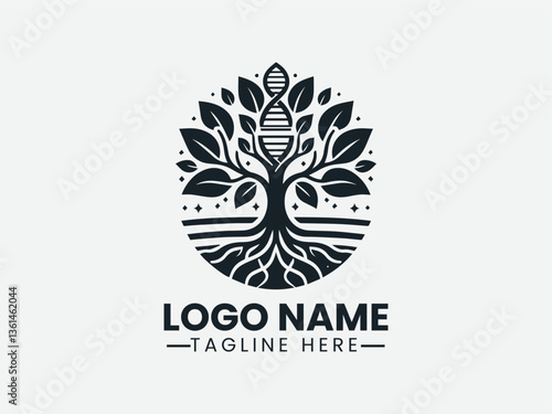DNA Helix Tree Roots Holistic Health Logo Design, Holistic Health DNA Tree Logo