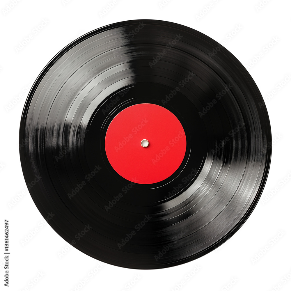 Fototapeta premium Vintage Vinyl Record with Red Label A Classic Music Icon