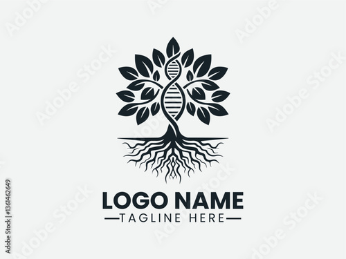 DNA Helix Tree Roots Holistic Health Logo Design, Holistic Health DNA Tree Logo