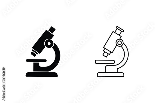Microscope Icons Science, Research, Lab, Biology, Technology, Filled, Outline, Vector, Education, Ex
