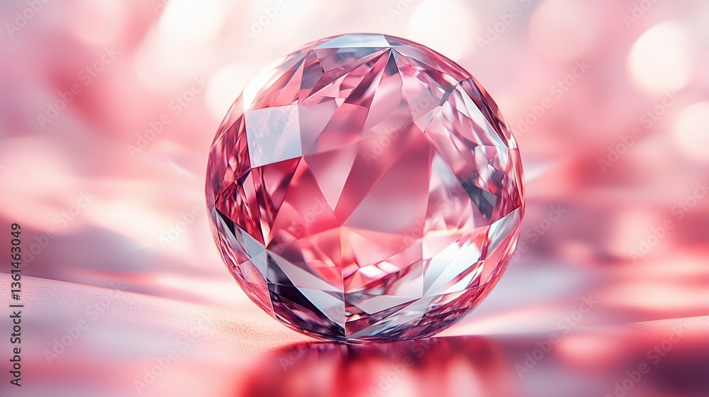 Pink Diamond, Close-up, Elegant Background, Soft Focus Pink Diamond, Close-up, Elegant Background, Soft Focus