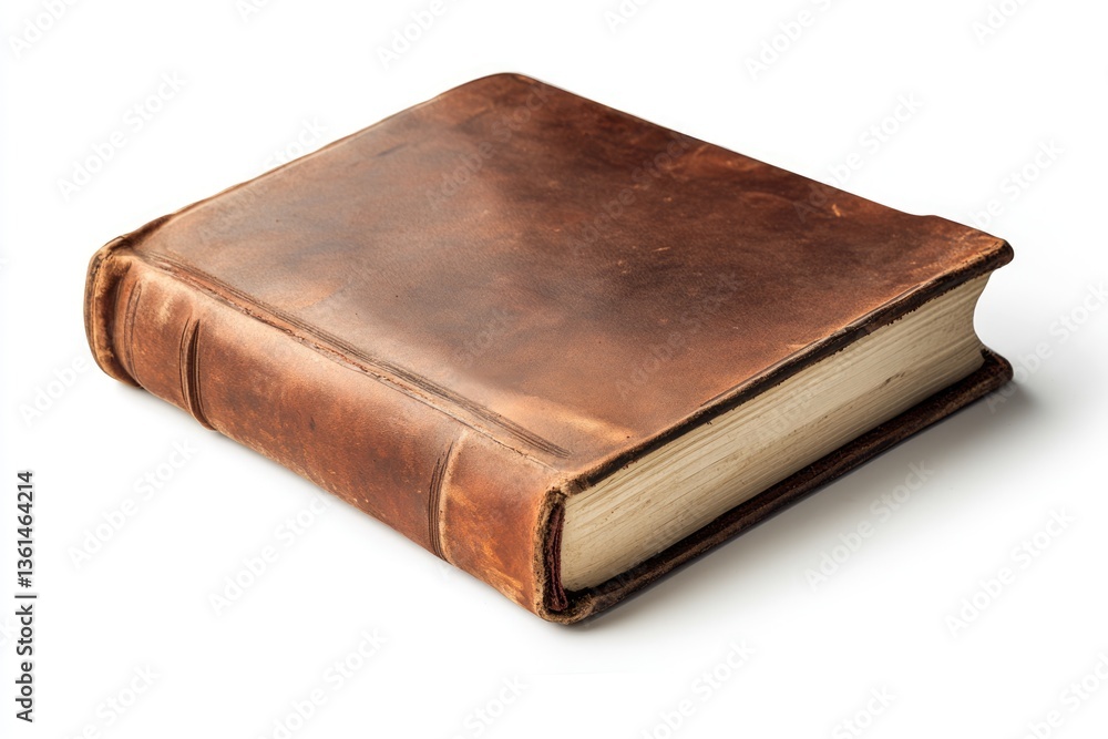 Antique leather-bound book, aged and worn, showing signs of time and use. Antique leather-bound book, aged and worn, showing signs of time and use.