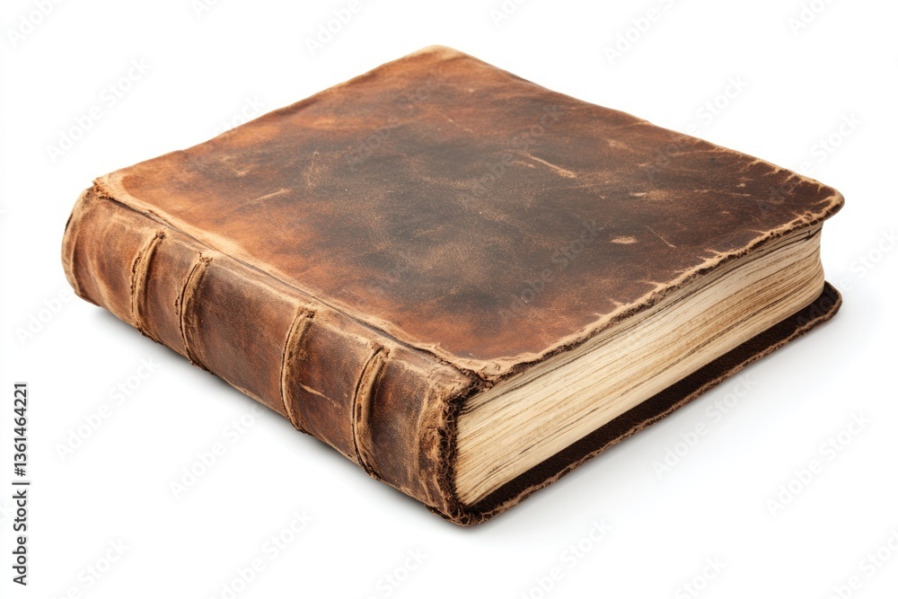 Antique leather-bound book, aged and worn, showcasing its historical charm. Antique leather-bound book, aged and worn, showcasing its historical charm.