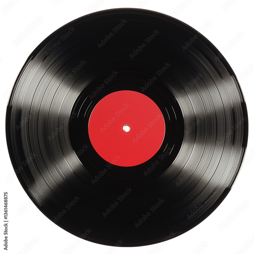 Fototapeta premium Vintage Vinyl Record with Red Label A Classic Music Icon