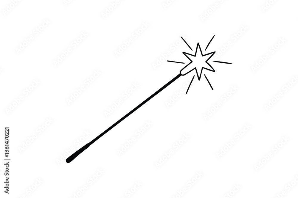 Magic wand icon vector on white background Magic wand icon vector on white background