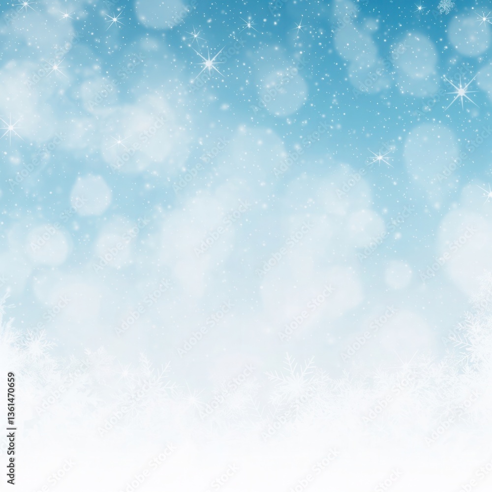 Fototapeta premium Magical winter wonderland background with snowflakes and sparkling stars for holiday design