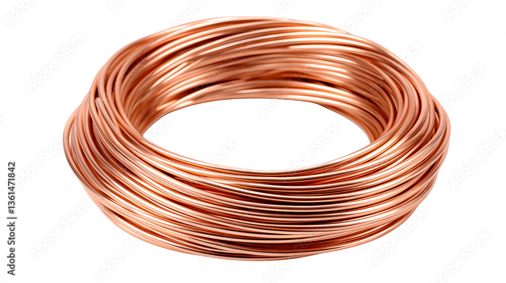 A coiled bundle of shiny copper wire on a black background A coiled bundle of shiny copper wire on a black background