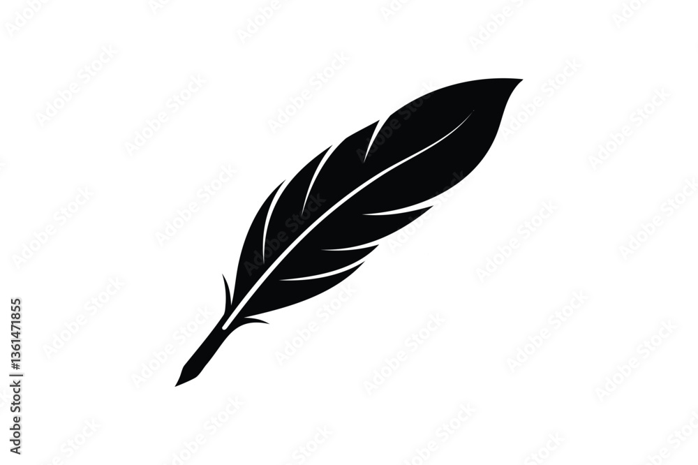 Obraz premium Old quill silhouette on white background