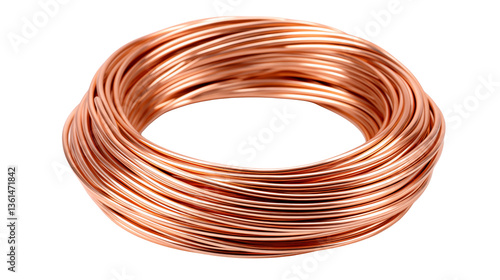 A coiled bundle of shiny copper wire on a black background