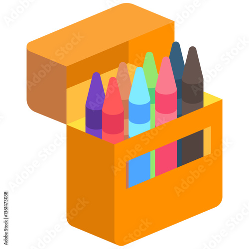 Crayons isometric 3D icon, mini illustration. use for modern concept, print, UI, UX kit, web and app development. Vector EPS 10, related to learning and education, science