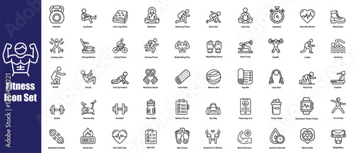 Fitness Icon Set | Gym, Workout, Sports, Exercise, Health and Training Vector Icons. Fitness vector icon set. Set of Fitness Vector Icon