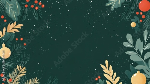 Christmas background with leaves