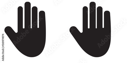 Hand gesture line icon set in modern geometric style with construction lines. Isolated vector illustration of human hands.