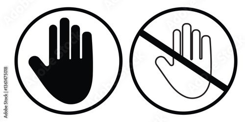 Hand stop icon set vector illustration for web, ui, and mobile apps,