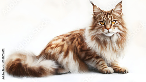 Norwegian forest cat on white background
