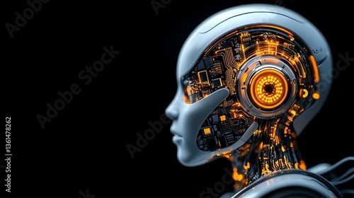 Futuristic robotics revolution digital landscape concept art high-tech environment side view artificial intelligence innovation