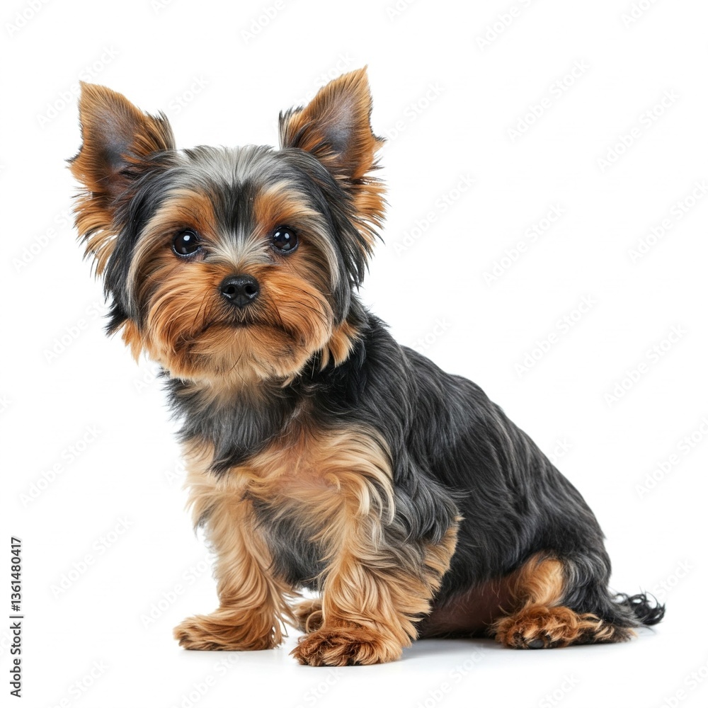 Cute Yorkshire Terrier dog standing isolated on white background ideal for pet products, dog breed infographics, and stock photos
Cute Yorkshire Terrier dog standing isolated on white background ideal for pet products, dog breed infographics, and stock photos