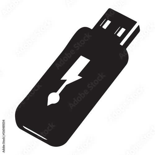 Storage Icon Modern Pendrive Silhouette Art.