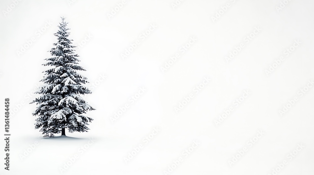 Snow-Covered Evergreen in a Winter Landscape AI Generated Snow-Covered Evergreen in a Winter Landscape AI Generated