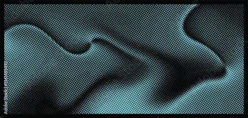 Abstract halftone fluid waves, black and white fabric texture with a smooth, silky flow.