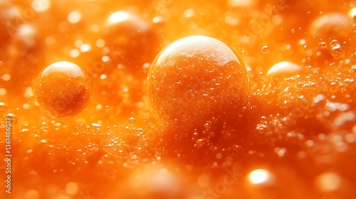 Abstract Orange Liquid Bubbles Background Image
