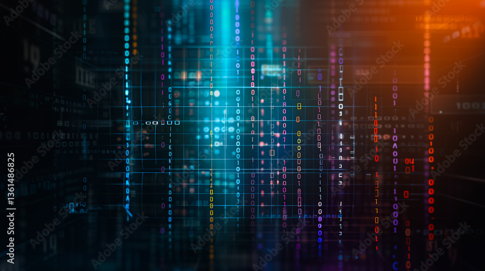 Digital Data Stream: A dynamic display of digital data streams flowing across a dark space, embodying the modern technological age. Digital Data Stream: A dynamic display of digital data streams flowing across a dark space, embodying the modern technological age.