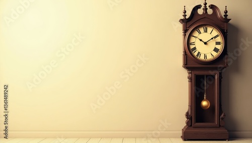 Antique Grandfather Clock in Classic Room Interior Vintage Timepiece Home Decor