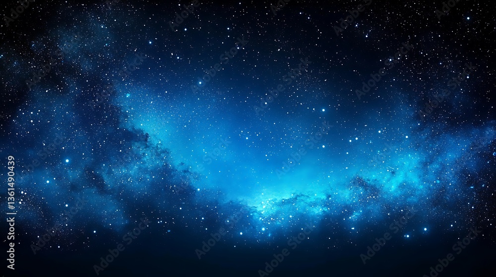 Naklejka premium Cosmic nebula, blue stars, dark space.