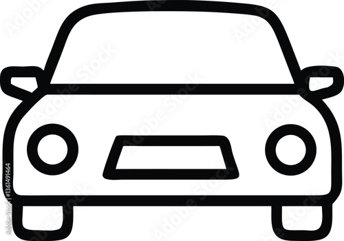 Black and white car or private car vector icon