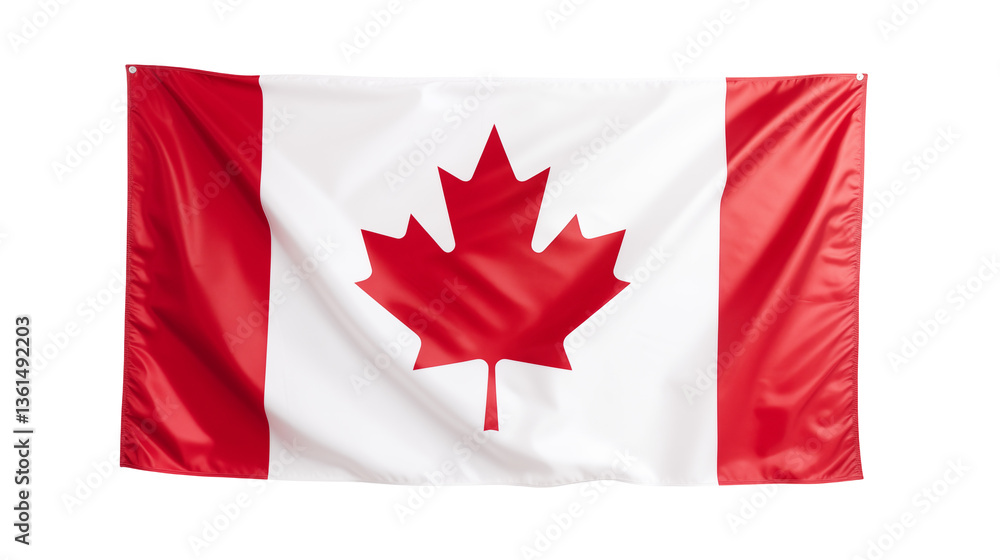 A full view of the canadian flag with red and white colors A full view of the canadian flag with red and white colors
