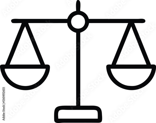 Black and white law justice balance vector icon