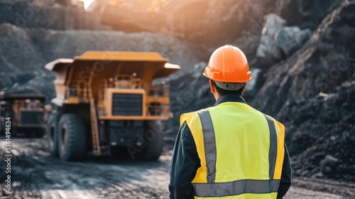 Mining Engineer Overseeing Heavy Machinery Operation