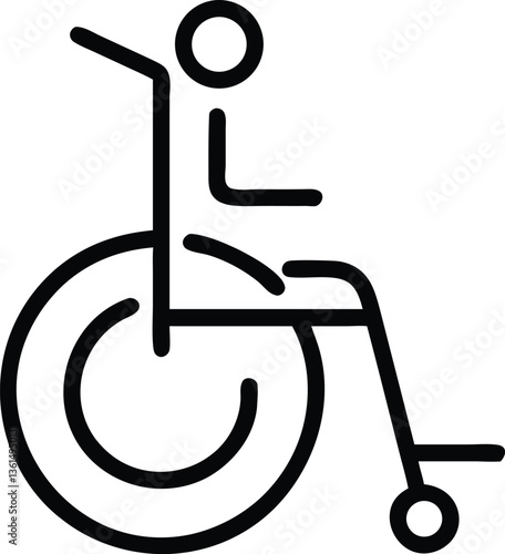 Black and white disabled handicap wheelchair vector icon