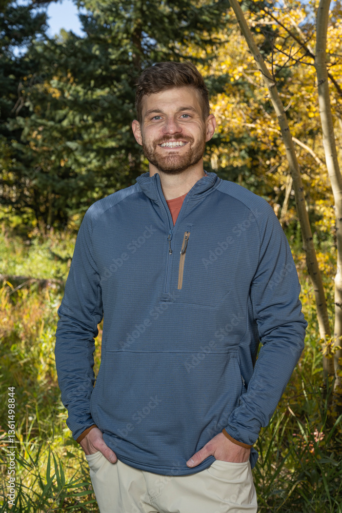 Man Models clothing in the Colorado Fall Man Models clothing in the Colorado Fall