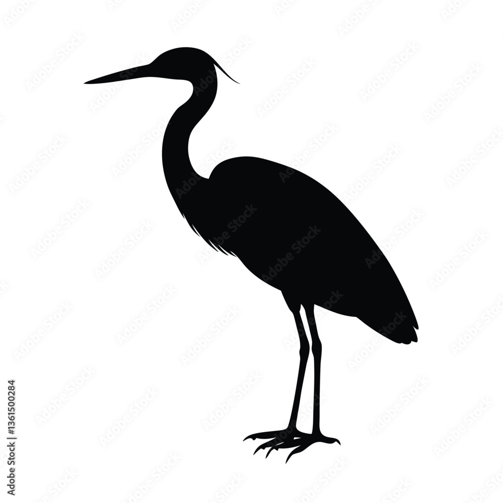 Obraz premium Egret Silhouette Vector Art and Black - White Egret Bird Illustration
