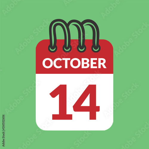 October 14 Calendar icon vector illustration.