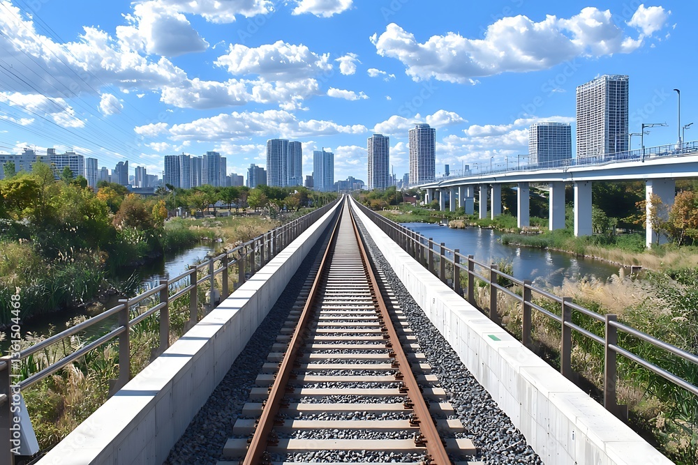Fototapeta premium Urban Rail Bridge Scenery