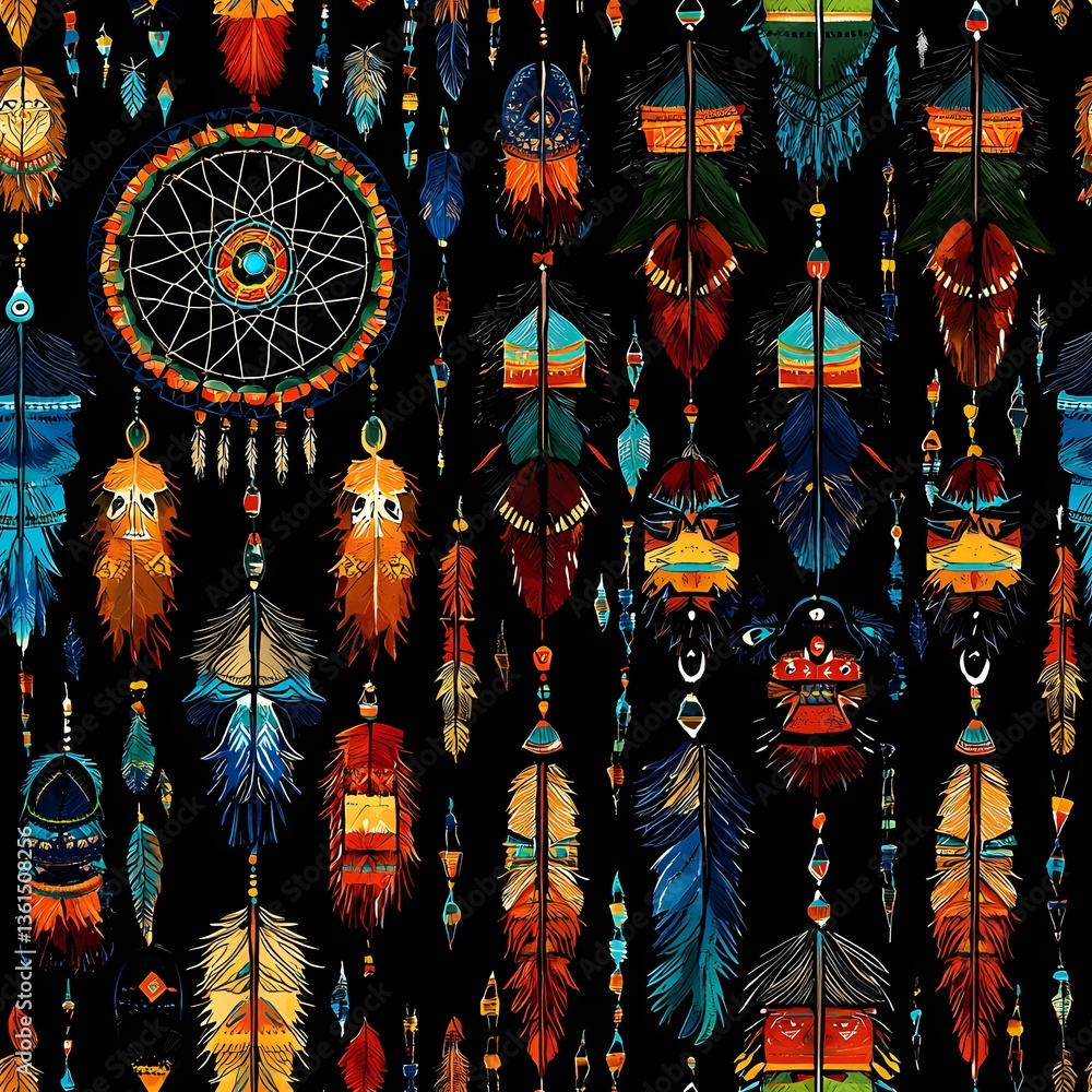 Fototapeta premium An intricate dreamcatcher design evokes deep cultural pride and tranquil beauty.