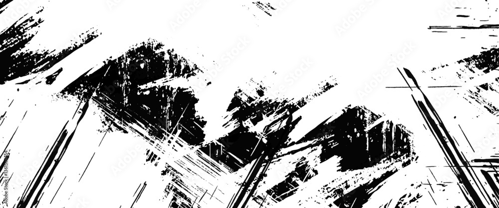 Vector black style paintbrush grunge with halftone dots and brush strokes background painted by brush design elements.