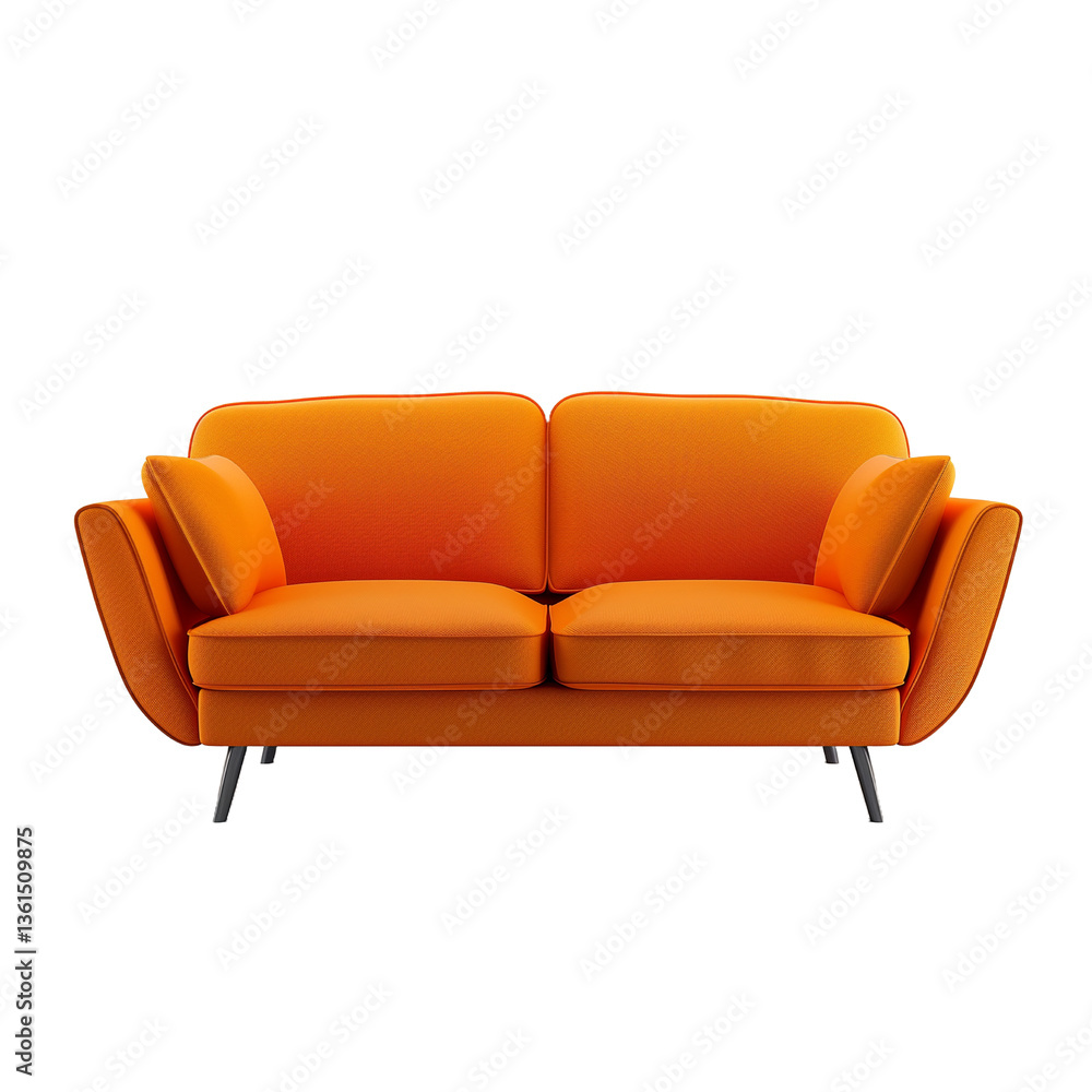 Modern orange sofa isolated on transparent background. PNG. Generated AI Modern orange sofa isolated on transparent background. PNG. Generated AI