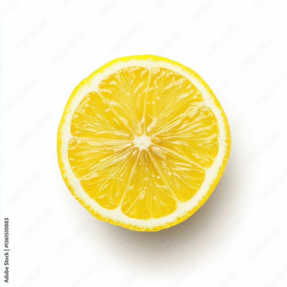 Close up of a vibrant yellow lemon slice displaying juicy segments and refreshing citrus texture. Close up of a vibrant yellow lemon slice displaying juicy segments and refreshing citrus texture.