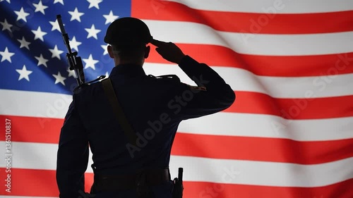 Soldier Saluting the American Flag
