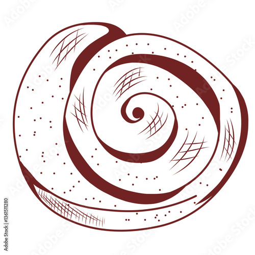 Illustration Hand Drawing Doodle vector illustration of an cinnamon, roll, pastry, bakery, sweet, dessert